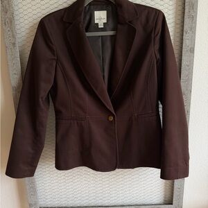 Anne Klein Chocolate Brown Single-Button Blazer